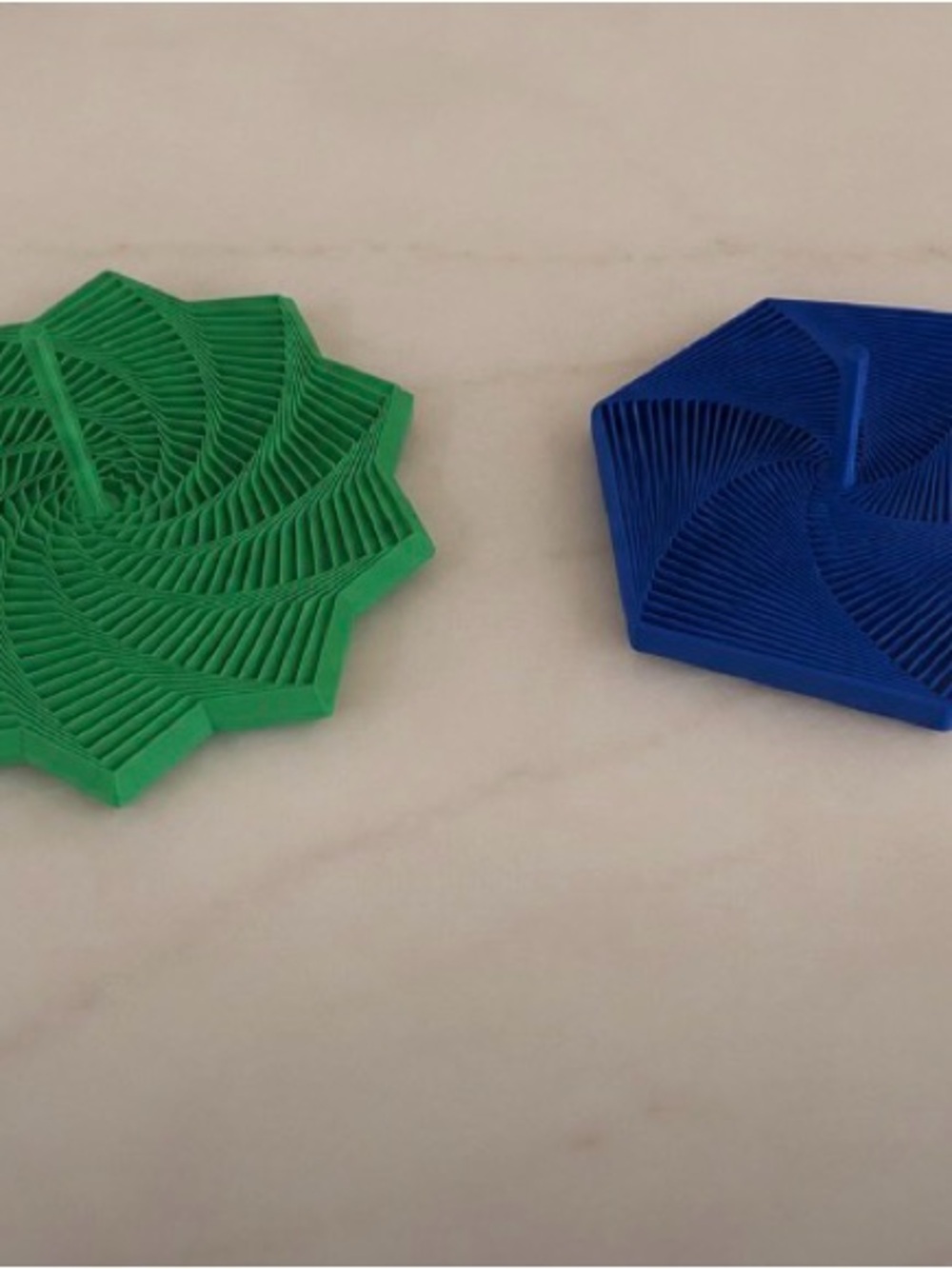 Geometric Spiral Coasters - Green & Blue